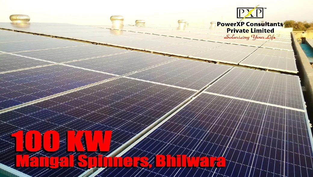 100 KW solar grid-tie rooftop project at Mangal Spinners, Bhilwara