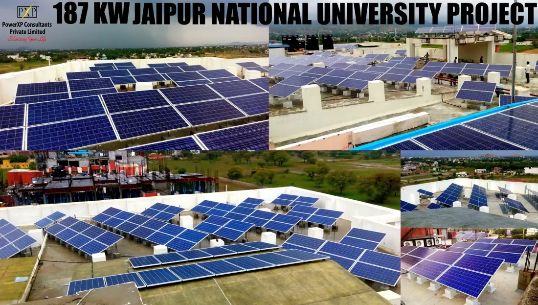 187 KW solar rooftop grid-tie project at Jaipur National University